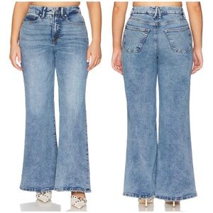 NWT Good American Good Waist Palazzo Jeans Wide Leg Stretch Blue Plus Size 20